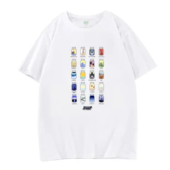 Kpop ateez toate statele imagini de desene animate de imprimare o de gât tricou maneca scurta pentru vara unisex moda t-shirt