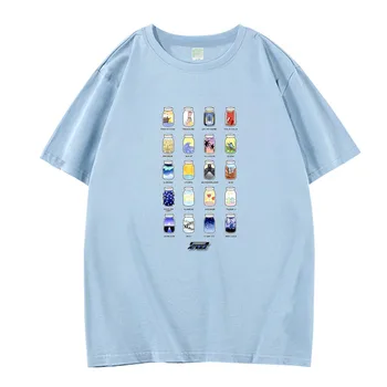 Kpop ateez toate statele imagini de desene animate de imprimare o de gât tricou maneca scurta pentru vara unisex moda t-shirt