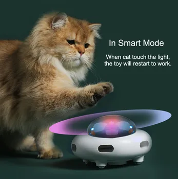 Smart Electric Cat Teaser Jucărie Amuzant Pene Stick Automate Rotative Joc Interactiv Pisica Placă Turnantă Puzzle Pisoi Jucărie Usb Cu Led-Uri