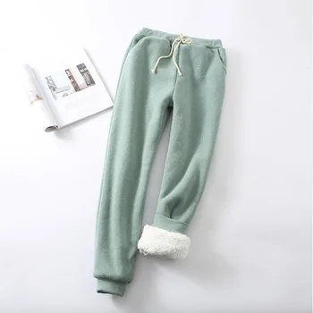 Iarna cașmir Gros Cald Pantaloni Talie Elastic Pantaloni Harem Solide în Vrac Plus dimensiune pantaloni de Trening de Bumbac 2019 Femei Pantaloni Casual