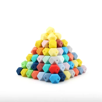 Să păstreze și să crească Margele de Silicon 100buc/lot 14mm Hexagon Margele Copilul Teether DIY Suzeta Lant Azil de dinti din Silicon de Calitate Alimentară Teether