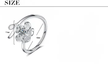 New sosire argint 925 moda flori de Cires floare de cristal de sex feminin cadou doamnelor inele bijuterii deschide inel de partid