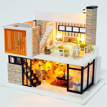 Diy casă de Păpuși din Lemn, Mobilier Diy Casa Mini Cutie Ansamblul Puzzle 3d Miniaturas Păpuși Kit de Copii Jucărie Cadou de Ziua de nastere