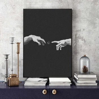 HD Imprimare Panza Pictura Living Decor Acasă Michelangelo Crearea Negru și Alb Arta de Perete Moderne Poster Fara rama