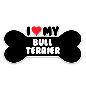 Volkrays Personalitate Autocolant Masina am Inima Mea Bull Terrier Os Accesorii Reflectorizante protecție Solară rezistent la apa PVC Decal,6cm*14cm