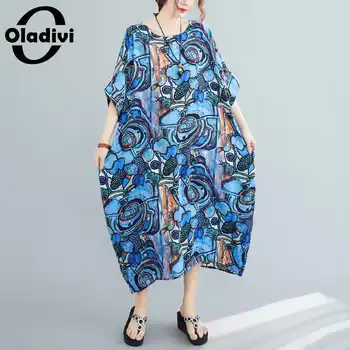 Oladivi Supradimensionate Femei, Plus Dimensiune Moda Tipărite Boeme Rochie de Vara Lungi Rochii Tunica Casual Ladies Liber Vestidios 8XL 7XL