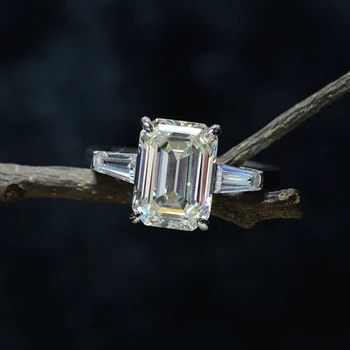 OEVAS Spumante Dreptunghi Zirocn Inele de Nunta Pentru Femei de Înaltă Calitate de Argint 925 Ridicat de Carbon Diamant Petrecere Bijuterii Fine