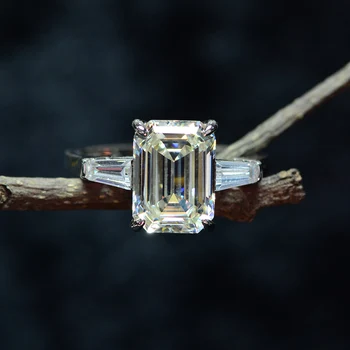 OEVAS Spumante Dreptunghi Zirocn Inele de Nunta Pentru Femei de Înaltă Calitate de Argint 925 Ridicat de Carbon Diamant Petrecere Bijuterii Fine
