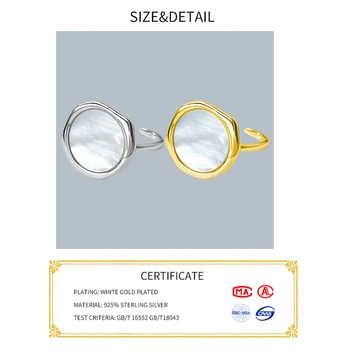 Real Argint 925 Geometrice piatră de aur culoare Inel Reglabil Minimalist Bijuterii Fine Pentru Femei, Cadou pentru Petrecere