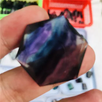 Naturale fluorit curcubeu hexagonale cristal bijuterie disc meditație de vindecare chakra lustruire cristal bijuterie disc decor acasă