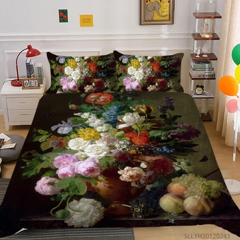 3D Pictură în Ulei de Pat Set de Floarea-soarelui Imprimare Carpetă Acopere Stabilit de Regele Regina Full Dublu Decor Dormitor Copii Fete Adolescente Adult 2/3 Buc