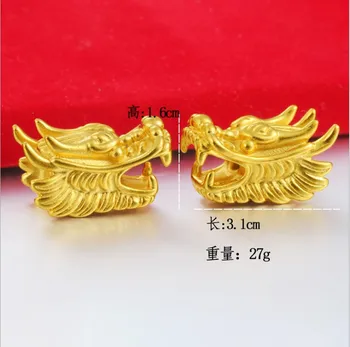 Culoare de aur cu cap de dragon DIY accesorii 24K 3D greu de aur cu cap de dragon brățară en-gros