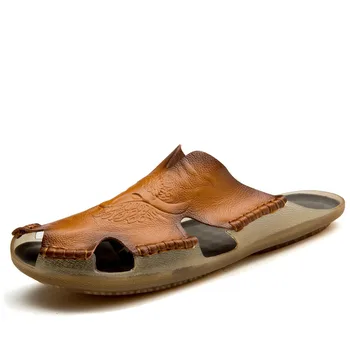 Mnalyo Oameni Noi Sandale din Piele de Vara Non-alunecare pantofi pentru Bărbați în aer liber Respirabil Plaja Pantofi pentru Bărbați papuci de Mari Dimensiuni 38-48