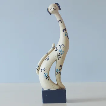 VILEAD 25cm Rășină de Mână-Pictat Figurine de Animale Gresie Ornamente Nordic Creative Rață, Pisică, Câine Meserii Decoracion Hogar Cadouri