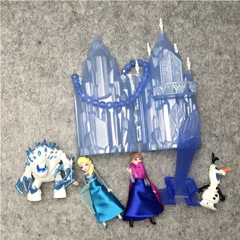 Disney Frozen Jucării Noi 6 buc/Lot 6-16cm PVC Anna Printesa Elsa, Olaf, Sven, Kristoff Si Castelul de Gheata Tronului din Palatul figurina Papusa