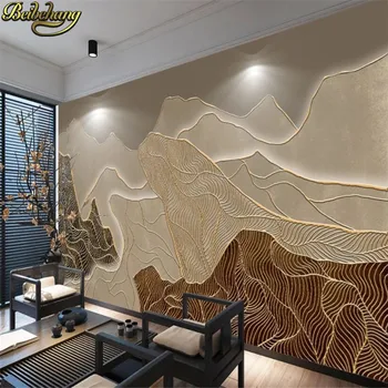 Beibehang personalizate Chineză artă murală retro artistice abstracte linia de aur tapet pentru camera de zi peisaj de fundal de hârtie de perete