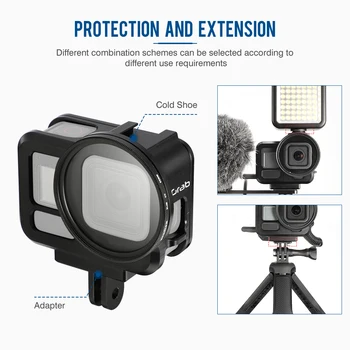 Din Aliaj de Aluminiu negru carcasa de Protectie pentru GoPro Hero 8 Metal Cușcă Rama + Lentile cu Filtru UV pentru Camera Accesorii D40