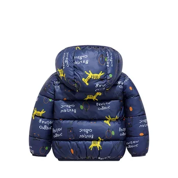 Drăguț Băiat cu Glugă Îmbrăcăminte exterioară de Iarnă Noi pentru Copii Jacheta Plus Căptușit Sacou din Bumbac Desene animate Fete Haine Cald, Strat 2-6Y