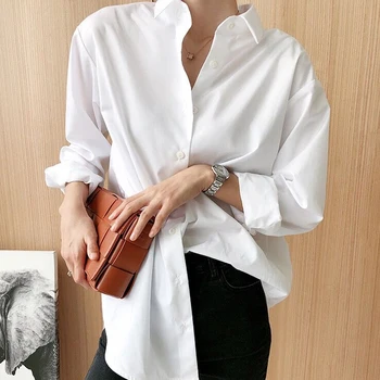2020-Coreean Doamnelor Casual Alb Bluza Haine De Lucru Full Sleeve Button Up Shirt Femme Bluza Eleganta De Toamna Femei Topuri Si Bluze