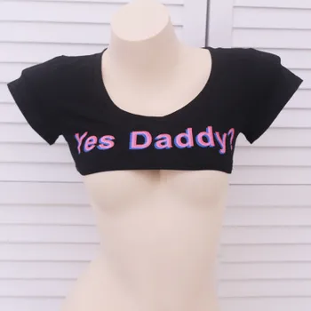 Noi 2020 femei sex centura Da Tati Litera T-shirt scurt vesta lenjerie Sexy Da Tati homosexuali fetish fată Drăguță Plaja vesta fierbinte
