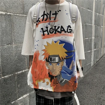 Hip Hop Naruto Tricou Streetwear Vara Desene animate Naruto Uzumaki tricou casual Tricou topuri Amine Maneca Scurta camasi barbati