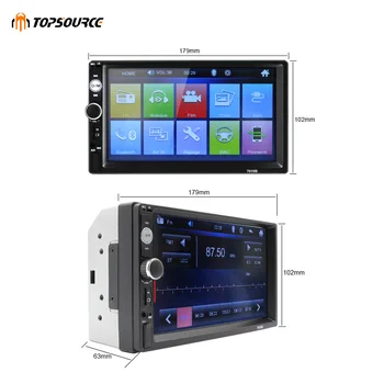 TOPSOURCE Auto Multimedia player Universal 7012B 7 inch HD ecran tactil suport audio Bluetooth Radio auto MP5 Player FM USB TF