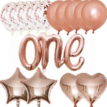 15buc Conexiune Fată Băiat Baloane Numărul unu Balon 1 Ziua decor Petrecere Copil de dus Aer Ballon Gen dezvăluie Decor
