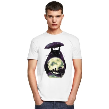 Noutatea Vecinul Meu Totoro Tricou pentru Barbati din Bumbac Liber T-shirt, cu Mâneci Scurte Anime Japonez Hayao Miyazaki Fan Tricou