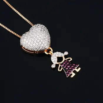 SINZRY fierbinte de vânzare de bijuterii trendy AAA zircon cubic forma de inima băiat și fată pandantiv coliere pentru femei