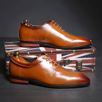 În 2020, cele mai Noi Barbati Pantofi Rochie de Designer Birou de Afaceri Dantela-Up Mocasini Casual de Conducere Pantofi Bărbați Plat Petrecere Pantofi din Piele de Culoare 3