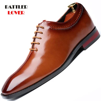 În 2020, cele mai Noi Barbati Pantofi Rochie de Designer Birou de Afaceri Dantela-Up Mocasini Casual de Conducere Pantofi Bărbați Plat Petrecere Pantofi din Piele de Culoare 3