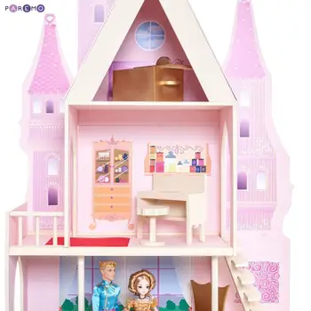 Case papusa PAREMO Palatul de Vara Barbie Roz safir cu 16 piese de mobilier și textile pentru copii jucarii pentru copii joc de mobilier păpuși case de păpuși piese de mobilier pentru pat pentru accesorii