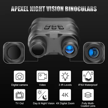 APEXEL HD Digital Dispozitiv de Noapte Viziune Ochelari de protecție, Ecran LCD de Infraroșu (IR), aparat de fotografiat impermeabil zoom Aparat Pentru Vânătoare înregistrare Video
