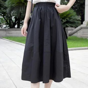 2021 Primavara-Vara Fuste Femei Coreeană Stil Harajuku Dulce Plisata Fusta Midi Jupe Boho Liber Casual Vintage Alb Negru Fuste