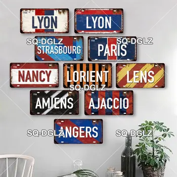 [SQ-DGLZ]Franța Orașul de Înmatriculare Metal Semn de Epocă Placa de Tinichea Semn Decor de Perete Decor pentru Bar PARIS/LYON/MARSEILLE Pavilion Poster