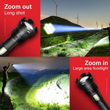 LED Lanterna XHP110 + COB Puternic Lanterna led-uri Lanterna Reîncărcabilă usb Lampă de Mână XHP90 Tactice Flash de Lumină 18650 de Vânătoare Lumina