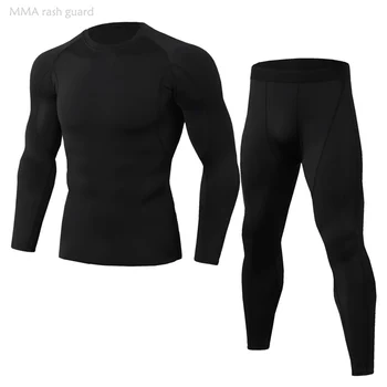 Marcă de lenjerie de corp Termică pentru Bărbați Îmbrăcăminte de Iarnă de Compresie Camasi cu maneca Lunga jambiere, set 2 piese Gri Lung johns costum de Jogging