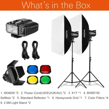 Godox 800W 2x SK400II 300Ws Flash de Lumină Kit cu Godox X1 Sistem de Declanșare & 2x Softbox 60x90cm & 2x 280cm Stand Lumina,Usa de Hambar