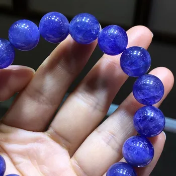 11mm Autentic de Top Naturala Albastru Tanzanite Bratara Pentru Femei Barbati Cristal Margele Rotunde de Piatră prețioasă Cadou Strand Stretch Bijuterii AAAAA