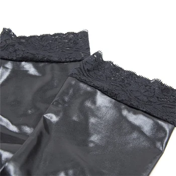 S - XXL Cizme Înalte de Calitate Silicon de Ședere de Până Piele Ciorapi Sexy Negru Dantelă de Top Latex Ciorapi de Dans Pol Clubwear