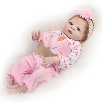 KEIUMI Drăguț Roz Renăscut Copilul o Fata Papusa Haine Pentru 22-23 Inch Haine Papusa Seturi Cu Salopete Șosete Copii de Naștere Accesorii Cadou