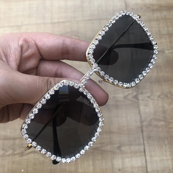 Piața Diaomd Ochelari de vedere Obiectiv Clar Femeile Diamant ochelari de Soare UV400 Metal Ochelari de Bling Cristal de sex Feminin Nuante Gafas de sol