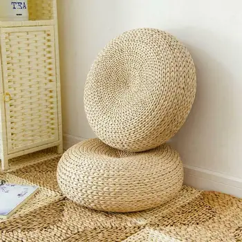 Pernă de meditație Tatami Pernă Rotundă Saltea de Paie Scaun Seat Pad Pernă Rotundă Etaj Tablemat stil Japonez Pernă de Paie