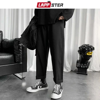 LAPPSTER Mens Negru coreean Pantaloni Harem de Vară 2020 Harajuku Liber Jogging pantaloni de Trening Hip Hop Liber Casual Pantaloni Plus Dimensiune 5XL