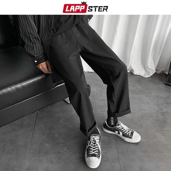 LAPPSTER Mens Negru coreean Pantaloni Harem de Vară 2020 Harajuku Liber Jogging pantaloni de Trening Hip Hop Liber Casual Pantaloni Plus Dimensiune 5XL