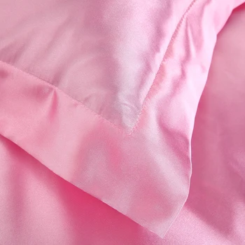 Lanlika de Lux Mătase Roz din Satin Set de lenjerie de Pat Moale Carpetă Acopere Regina King Size Adult Lenjerie de pat, fata de Perna Foaie de Textile Acasă