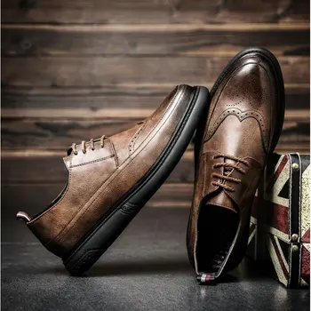 Sosire New Retro Bullock Design de Oameni de Afaceri Clasic Formale Pantofi cu varful Ascutit din piele pantofi Barbati Oxford Pantofi Rochie 669