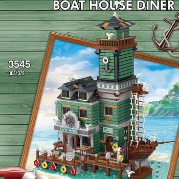 Noi Creator Expert Căpitani Wharf Blocuri Pescar Hut Boat House Restaurant Doc Cărămizi Jucarii Copii Cadou de Vacanță pentru Adulți
