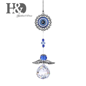 H&D Albastru deochi cu Angel Suncather Fengshui Agățat de Perete de Protecție Ornament de Birou Acasă Binecuvântare Decor Cadou Pentru Familie
