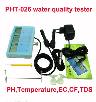 PHT-026 6-în-1 Multi-Funcție de Calitatea Apei Metru Tester CE CF TDS PH grade C și F + Built-in Baterie Reîncărcabilă